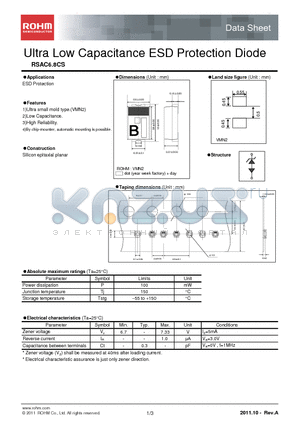 RSAC6.8CS datasheet - Ultra Low Capacitance ESD Protection Diode