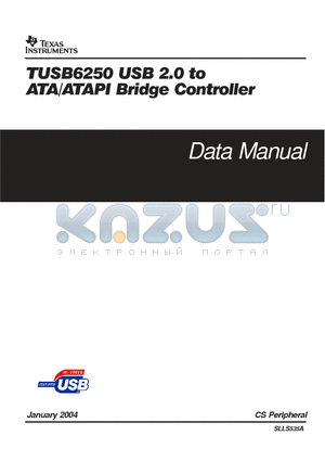 TUSB6250 datasheet - USB 2.0 TO ATA/ATAPI BRIDGE CONTROLLER