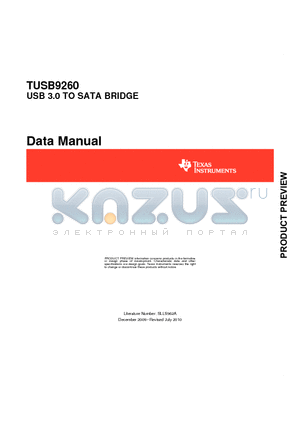 TUSB9260 datasheet - USB 3.0 TO SATA BRIDGE