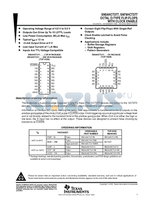 SN54HCT377 datasheet - OCTAL D-TYPE FLIP-FLOPS WITH CLOCK ENABLE