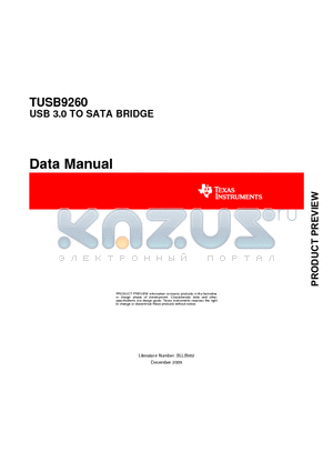 TUSB9260ZAW datasheet - USB 3.0 TO SATA BRIDGE Data Manual