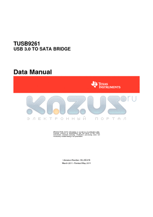 TUSB9261 datasheet - USB 3.0 TO SATA BRIDGE