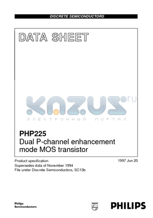 PHP225 datasheet - Dual P-channel enhancement mode MOS transistor