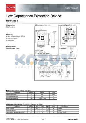 RSB12JS2 datasheet - Low Capacitance Protection Device