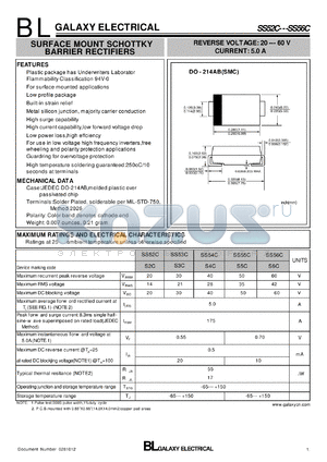 SS53C datasheet - SURFACE MOUNT SCHOTTKY BARRIER RECTIFIERS