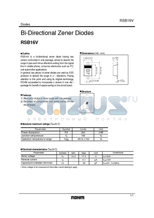 RSB16V datasheet - Bi-Directional Zener Diodes