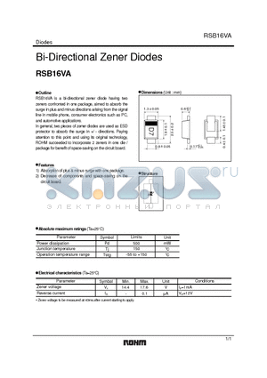 RSB16VA datasheet - Bi-Directional Zener Diodes