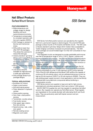 SS541AT datasheet - Surface Mount Sensors