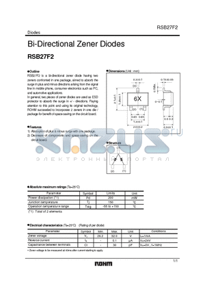 RSB27F2 datasheet - Bi-Directional Zener Diodes