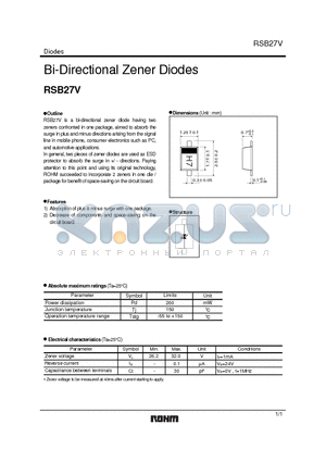RSB27V datasheet - Bi-Directional Zener Diodes