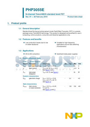 PHP3055E datasheet - N-channel TrenchMOS standard level FET