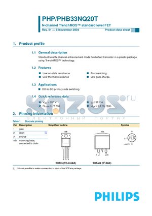 PHP33NQ20T datasheet - N-channel TrenchMOS standard level FET