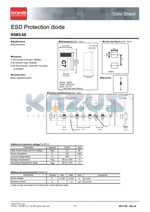 RSB5.6S datasheet - ESD Protection diode