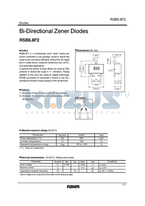 RSB6.8F2 datasheet - Bi-Directional Zener Diodes