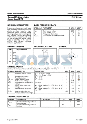 PHP3N20L datasheet - PowerMOS transistor Logic level FET