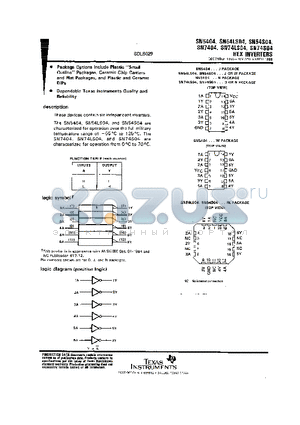 SN54LS04W datasheet - These devices contain six independent inverters