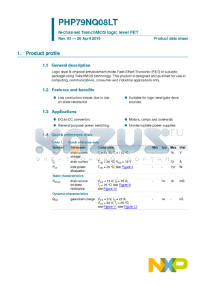 PHP79NQ08LT datasheet - N-channel TrenchMOS logic level FET