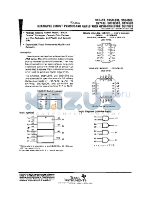 SN54LS09W datasheet - QUADRUPLE 2-INPUT POSITIVE-AND GATES WITH OPEN-COLLECTOR OUTPUTS