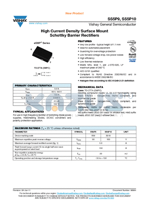 SS5P10HM3-86A datasheet - High Current Density Surface Mount Schottky Barrier Rectifiers