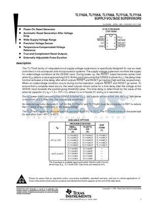 TL7709AIP datasheet - SUPPLY-VOLTAGE SUPERVISORS