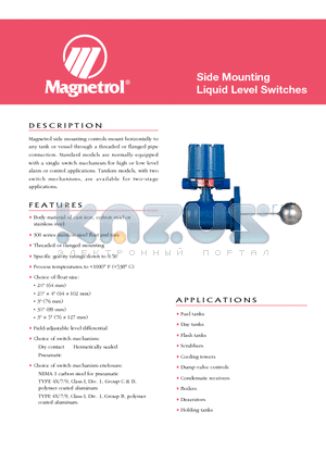 T52-1E2A-BKP datasheet - Side Mounting Liquid Level Switches