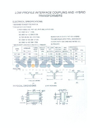 PHT-1903 datasheet - LOW PROFILE INTERFACE COUPLING AND HYBRID TRANSFORMERS