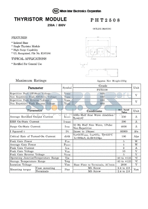 PHT-2508 datasheet - THYRISTOR MODULE 250A / 800V