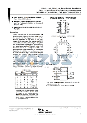 SN54LS114W datasheet - DUAL J-K NEGATIVE-EDGE-TRIGGERED FLIP-FLOPS WITH PRESET, COMMON CLEAR, AND COMMON CLOCK