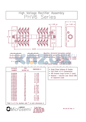 PHV6D24 datasheet - High Voltage Rectifier Assembly