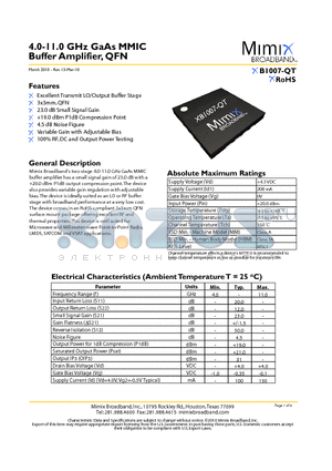 XB1007-QT_10 datasheet - 4.0-11.0 GHz GaAs MMIC