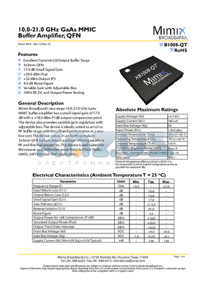 XB1008-QT_10 datasheet - 10.0-21.0 GHz GaAs MMIC