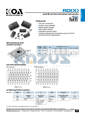 RDAQ20TTEB331JH datasheet - scsi & ecl termination networks