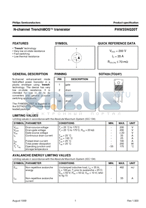 PHW35NQ20T datasheet - N-channel TrenchMOS transistor