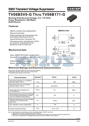 TV06B10V0J-G datasheet - SMD TRANSLENT VOLTAGE SUPPRESSOR