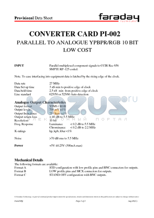 PI-002 datasheet - CONVERTER CARD