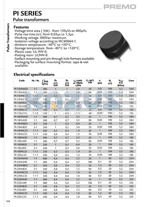 PI-15SNC15 datasheet - Pulse transformars