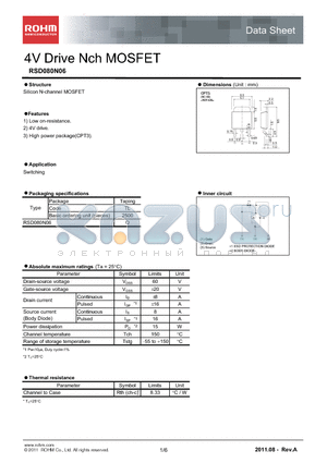 RSD080N06 datasheet - 4V Drive Nch MOSFET