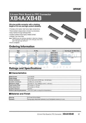 XB4A datasheet - 0.4-mm Pitch Board to FPC Connector