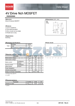 RSD050N06 datasheet - 4V Drive Nch MOSFET