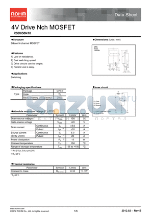 RSD050N10 datasheet - 4V Drive Nch MOSFET