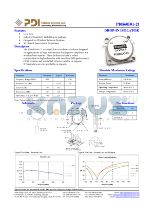 PI0860DG-21 datasheet - DROP-IN ISOLATOR