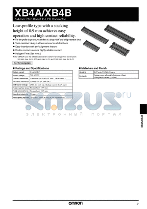 XB4B datasheet - 0.4-mm Pitch Board to FPC Connector