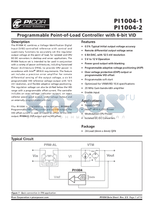 PI1004-1 datasheet - Programmable Point-of-Load Controller with 6-bit VID