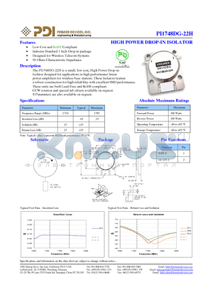 PI1748DG-22H datasheet - HIGH POWER DROP-IN ISOLATOR