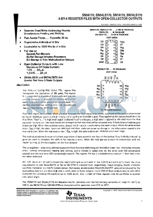 SN54LS170 datasheet - 4-BY-4 REGISTER FILES WITH OPEN-COLLECTOR OUTPUTS