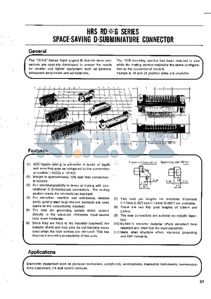RDBG-25SE2 datasheet - SPACE-SAVING D-SUBMINIATURE CONNECTOR
