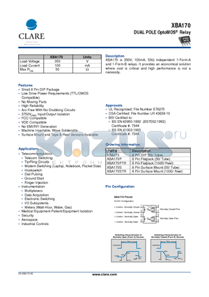 XBA170STR datasheet - DUAL POLE OptoMOS Relay