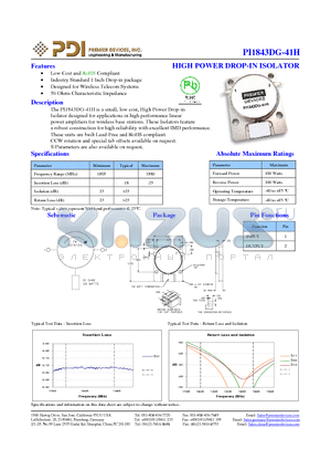 PI1843DG-41H datasheet - HIGH POWER DROP-IN ISOLATOR