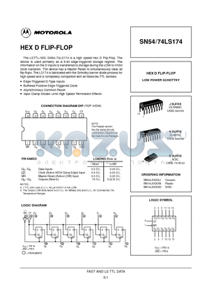 SN54LS174J datasheet - HEX D FLIP-FLOP
