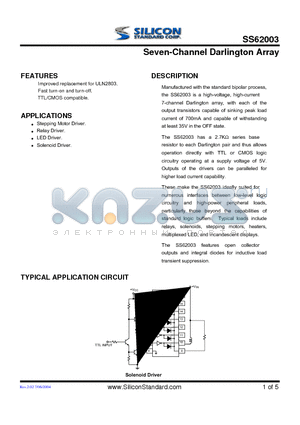 SS62003 datasheet - Seven-Channel Darlington Array